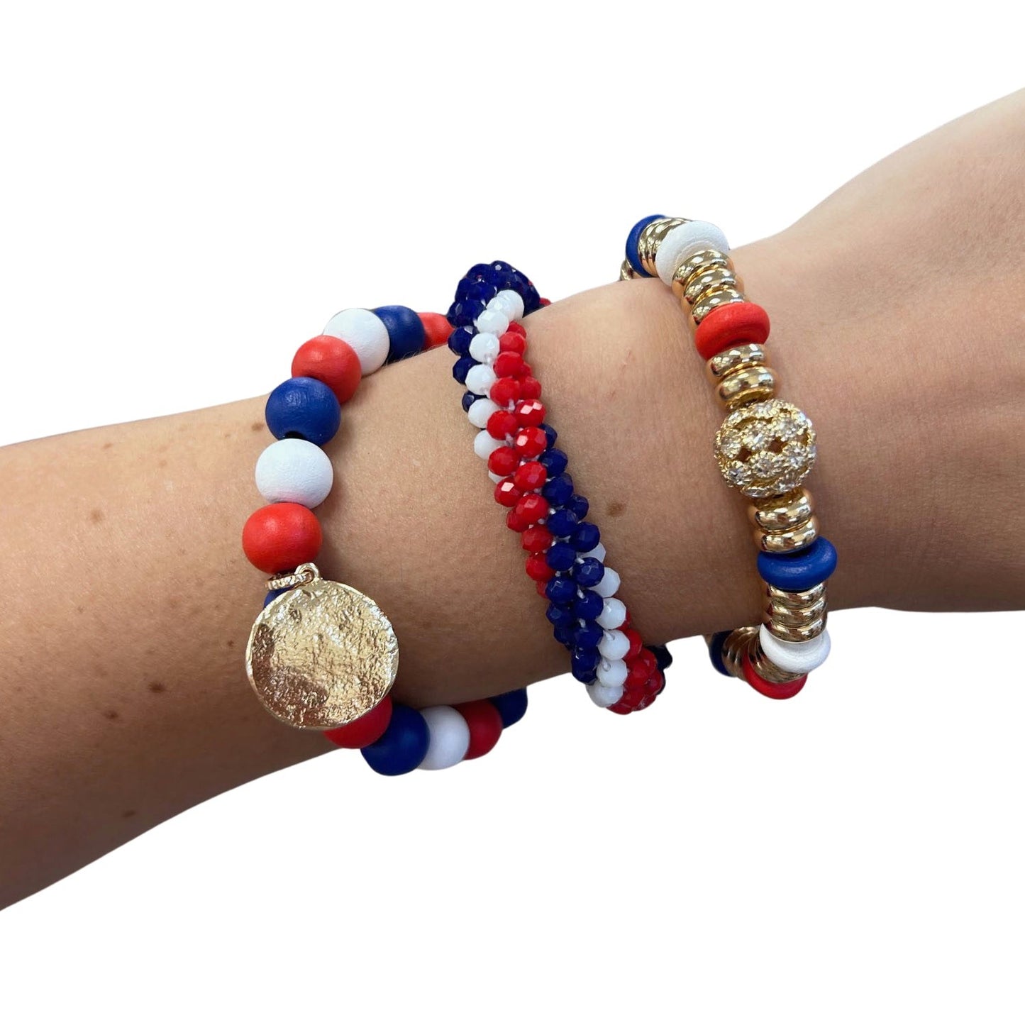 Chunky Red, White, & Blue Patriotic Bracelet 3 Pack