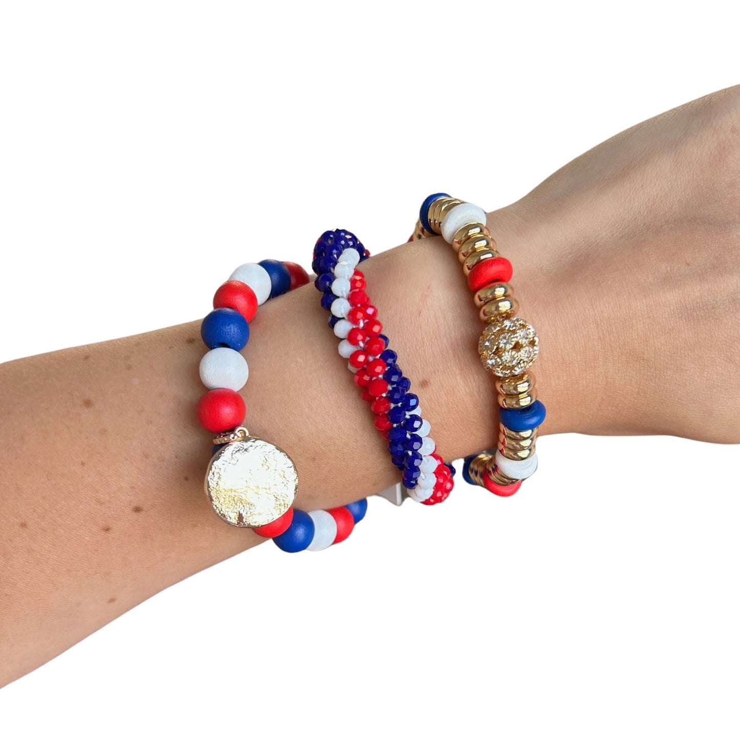 Chunky Red, White, & Blue Patriotic Bracelet 3 Pack