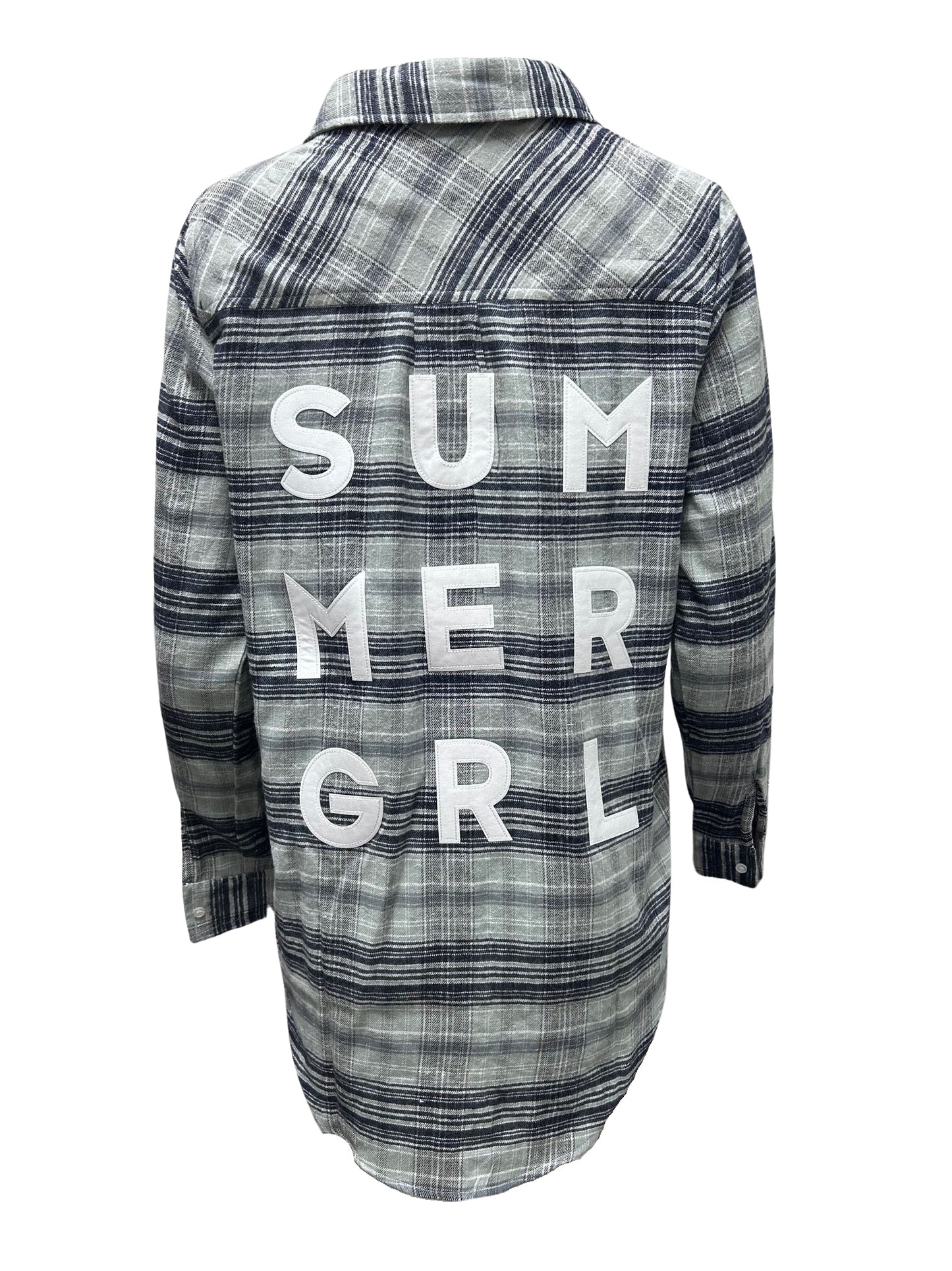 SUMMER GRL Plaid Button Down Flannel Top - In Green & Pink