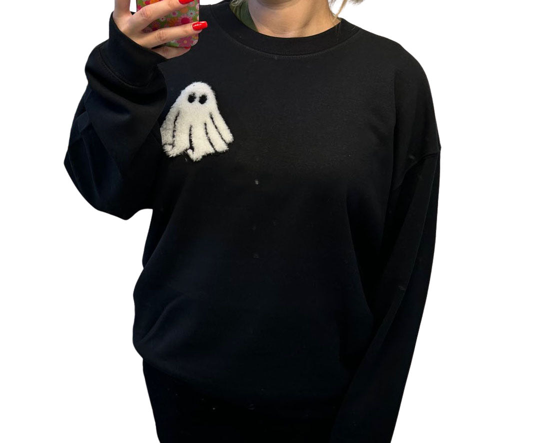 Ghosty Ghost Crew Neck Sweatshirt - In Black