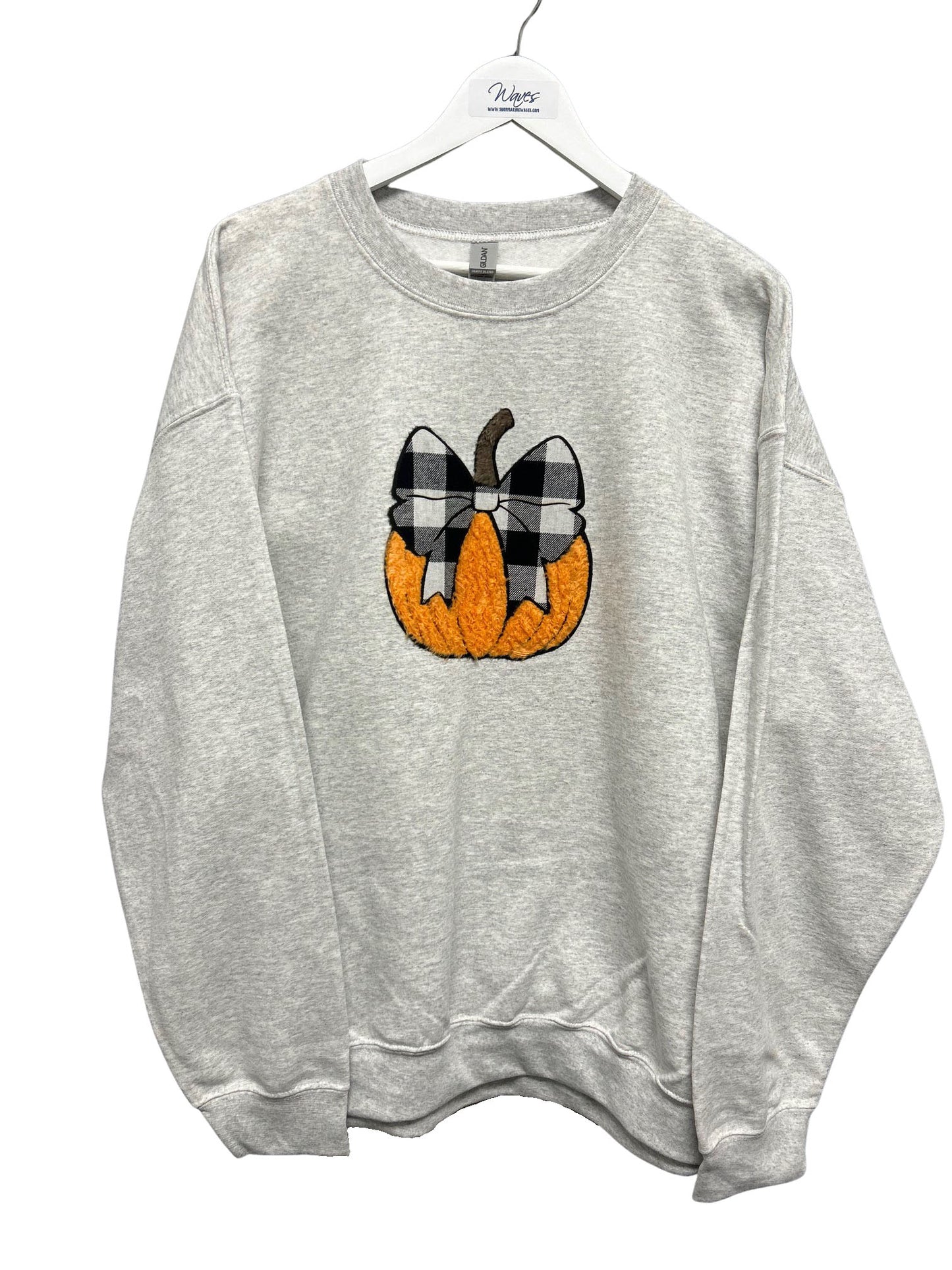 Pumpkin Patch Plaid Bow Crew Neck Sweatshirt - In 2 Colors