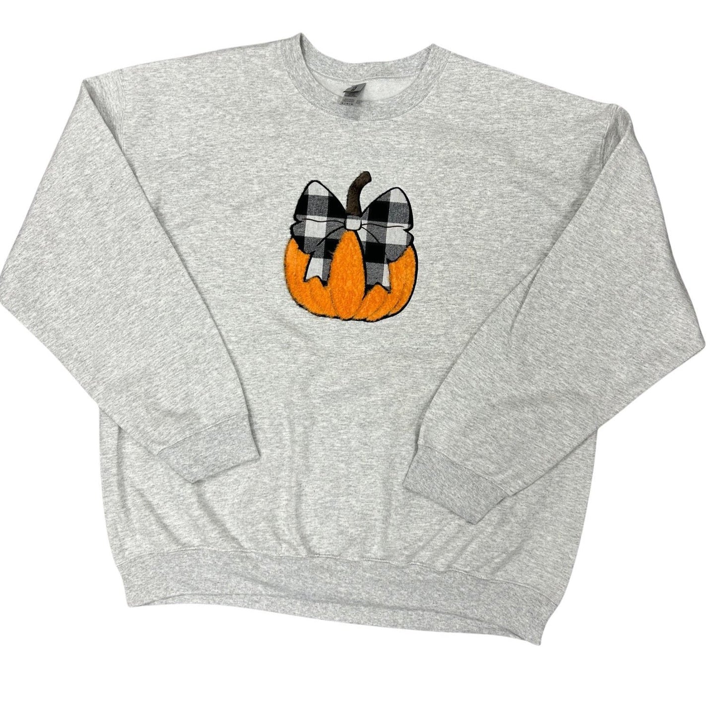 Pumpkin Patch Plaid Bow Crew Neck Sweatshirt - In 2 Colors