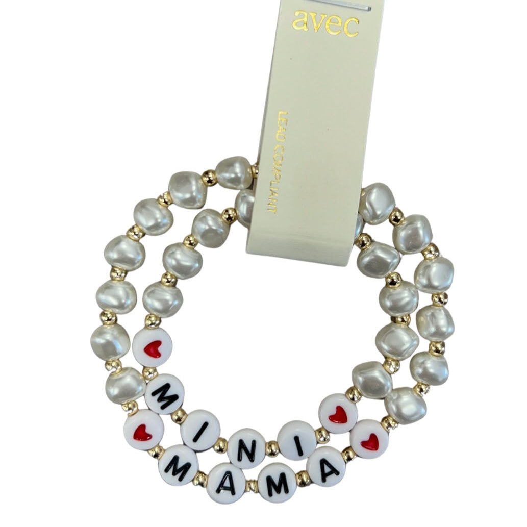 Mama & Mini Pearl Bead Bracelet Set - In Gold & Silver