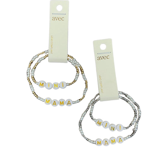 Mama & Mini Micro Beaded Matching Bracelet Set - In Gold & Silver