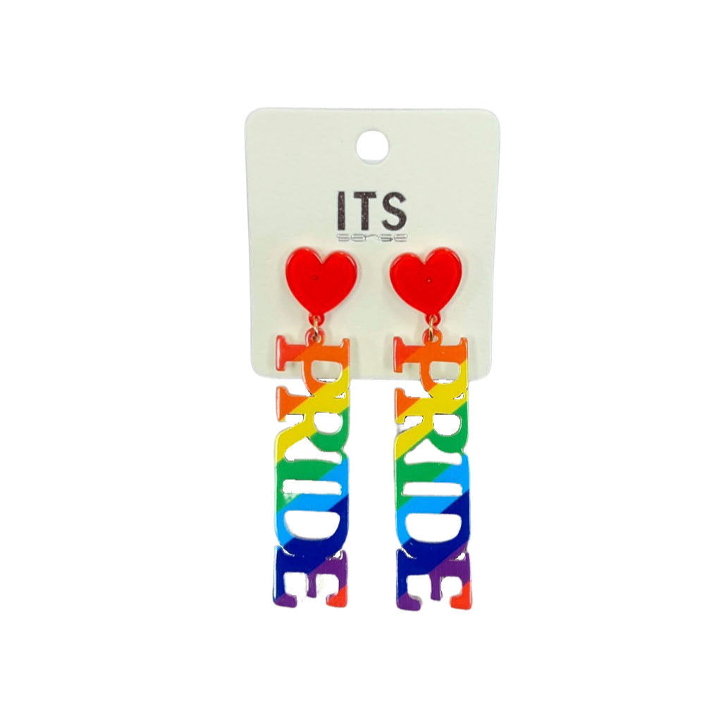 Swinging Rainbow Pride Post Back Heart Earrings