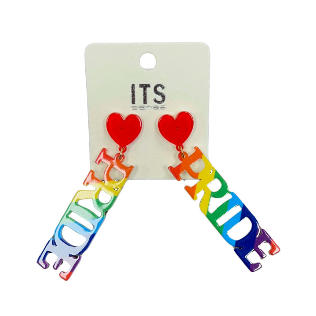 Swinging Rainbow Pride Post Back Heart Earrings