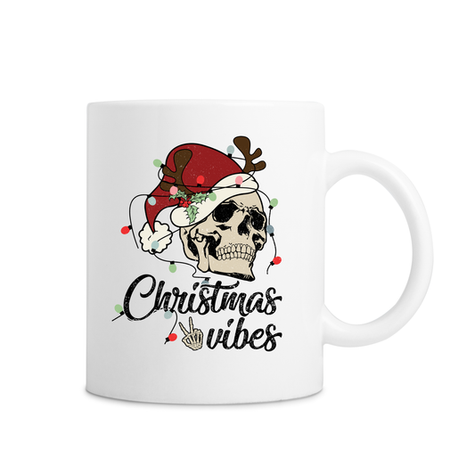 Christmas Vibes Skeleton Mug - White
