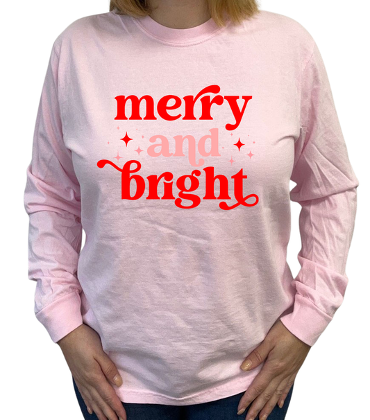 Merry & Bright Long Sleeve Tee - Blossom Pink