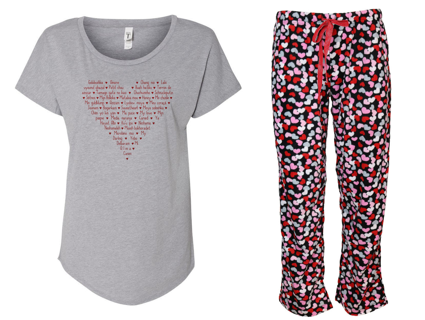 Languages of Love Ladies Shirt & Pant Pajama Set