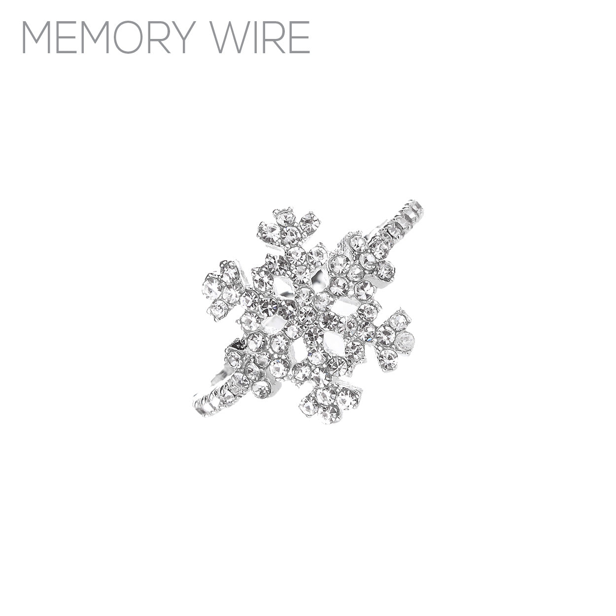 Crystal Snowflake Wire Wrap Ring - Silver