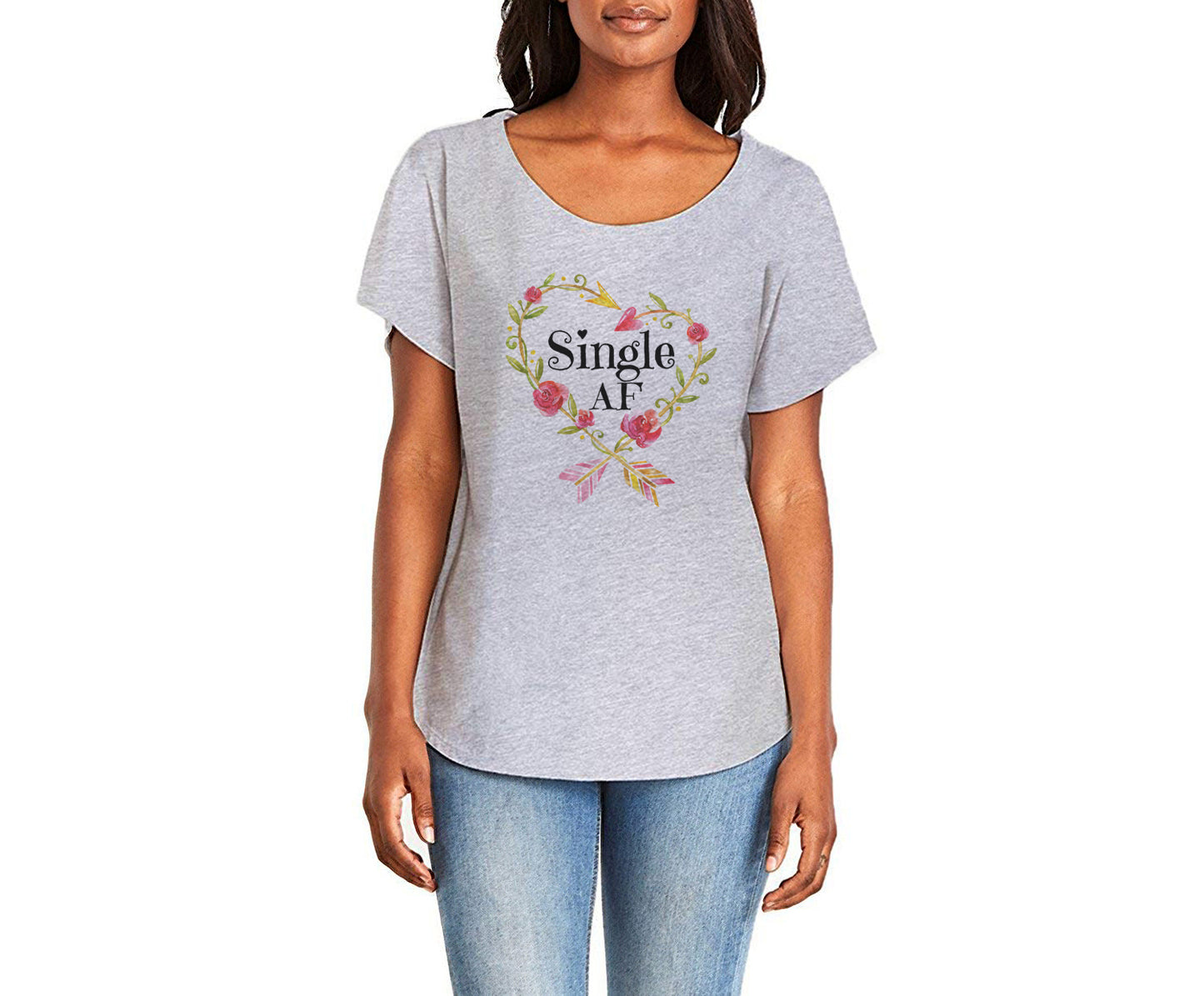 Single AF Ladies Tee Shirt - In Grey & White