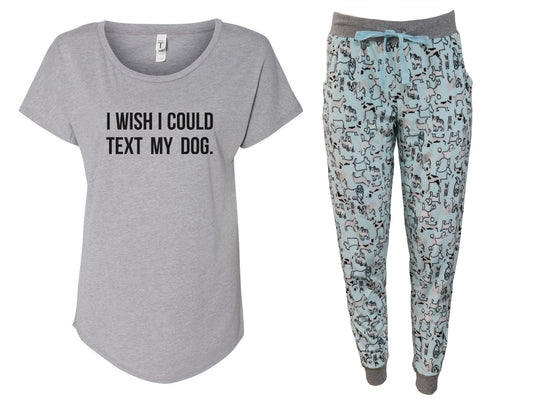 I Wish I Could Text My Dog Baby Blue Puppy Jogger Pajama Set