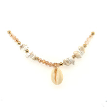 Load image into Gallery viewer, Cowry &amp; Shell Themed White Beaded Anklet