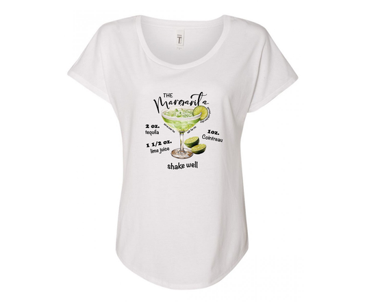 Margarita Recipe Ladies Tee Shirt - White