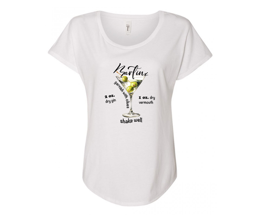 Martini Recipe Ladies Tee Shirt - White