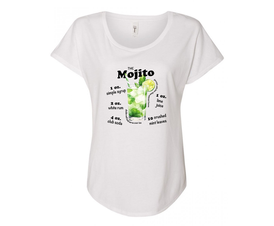 Mojito Recipe Ladies Tee Shirt - White