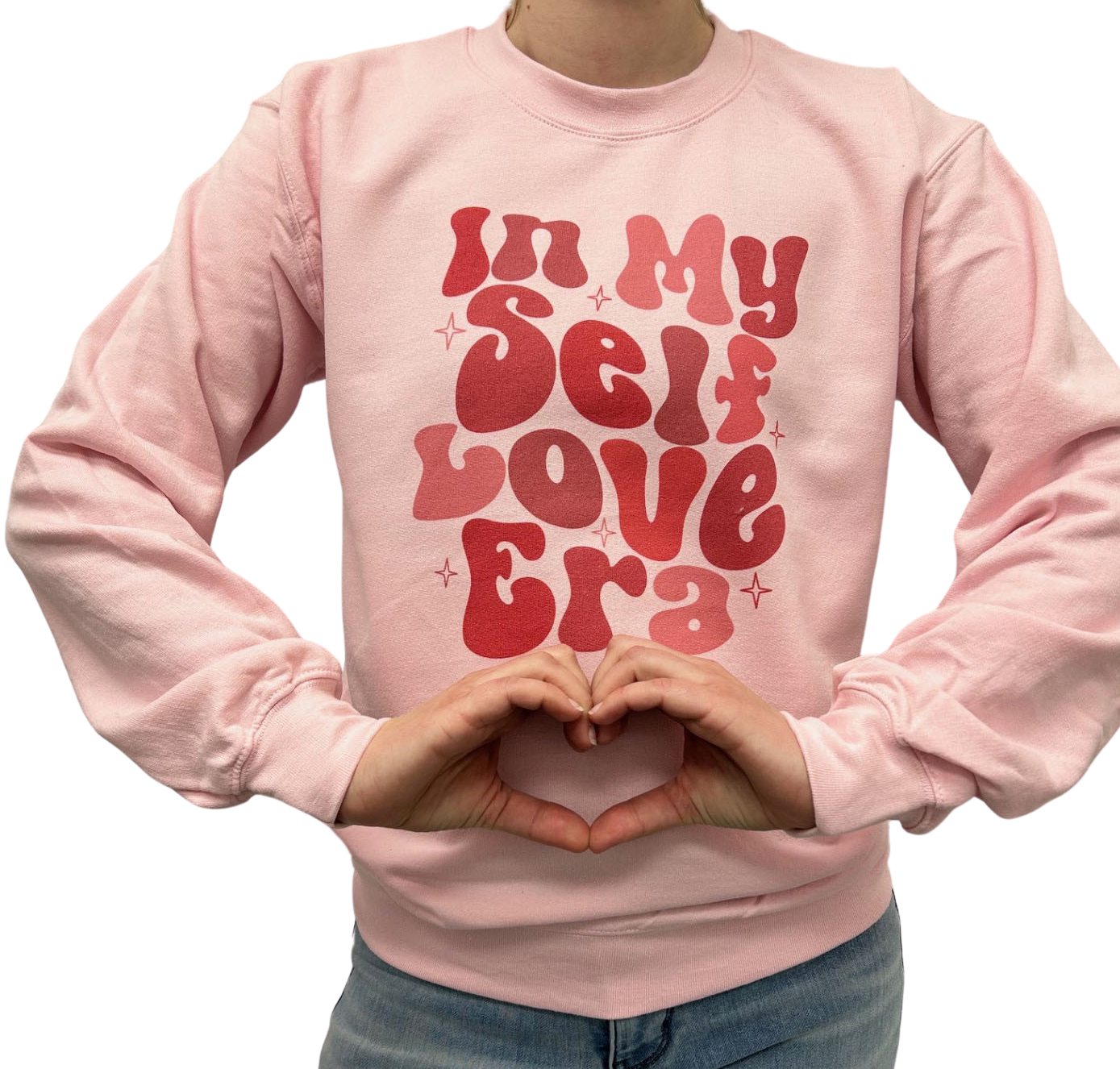 In My Self Love Era Gilden Crew Neck Sweatshirt - Pink