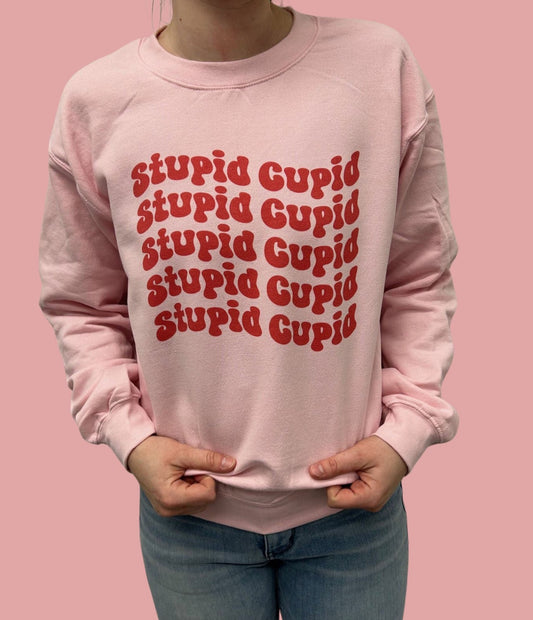 Stupid Cupid Gilden Crew Neck Sweatshirt - Pink