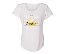 Load image into Gallery viewer, Hello Sunshine Bright Ladies Fit Tee - In Grey &amp; White