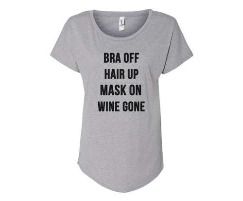 Bra Off, Hair Up, Mask On, Wine Gone Tee - In Grey & White