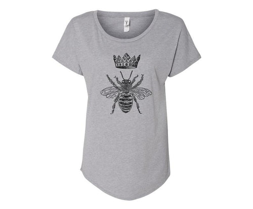 Queen Bee Ladies Tee Shirt - In Grey & White