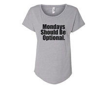 Load image into Gallery viewer, Mondays should be optional Ladies Tee Shirt - In Grey &amp; White