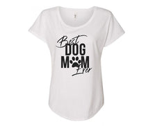 Load image into Gallery viewer, Best Dog Mom Ever Ladies Tee Shirt - In Grey &amp; White