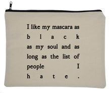 Load image into Gallery viewer, Black Mascara Canvas Zipper Hate Bag