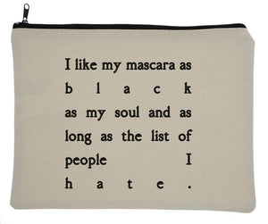 Black Mascara Canvas Zipper Hate Bag