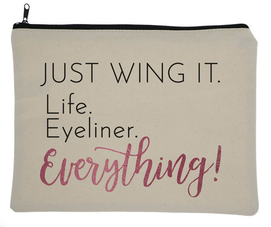 Just Wing It Canvas Zipper Bag