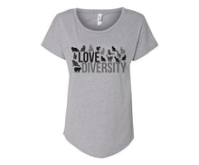 Load image into Gallery viewer, Love Diversity Cat Lovers Tee Shirt - In Grey &amp; White