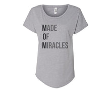 Load image into Gallery viewer, MOM: Made Of Miracles Ladies Tee- In Grey &amp; White