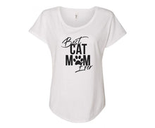 Load image into Gallery viewer, Best Cat Mom Ever Ladies Tee Shirt - In Grey &amp; White