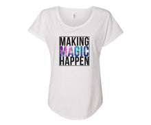 Load image into Gallery viewer, Making Magic Happen Ladies Tee Shirt - In Grey &amp; White