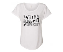 Load image into Gallery viewer, Love Diversity Dog Lovers Tee Shirt - In Grey &amp; White