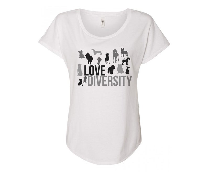 Love Diversity Dog Lovers Tee Shirt - In Grey & White