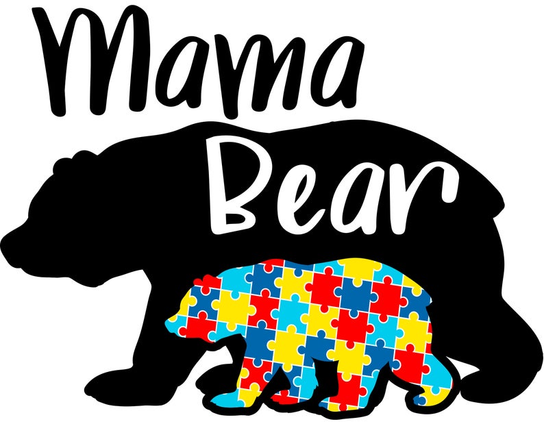 Mama Bear Autism Awareness Tee - In Grey & White