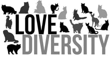 Load image into Gallery viewer, Love Diversity Cat Lovers Tee Shirt - In Grey &amp; White