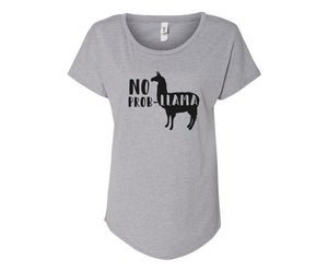 No Prob-Llama Ladies Tee Shirt - In Grey & White